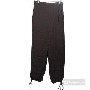 LA Redoute Creations Brown Linen Wrap Minimalist Artsy Pants Size 6